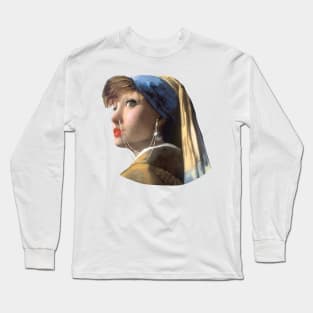Modern Girl with a Pearl Earring Long Sleeve T-Shirt